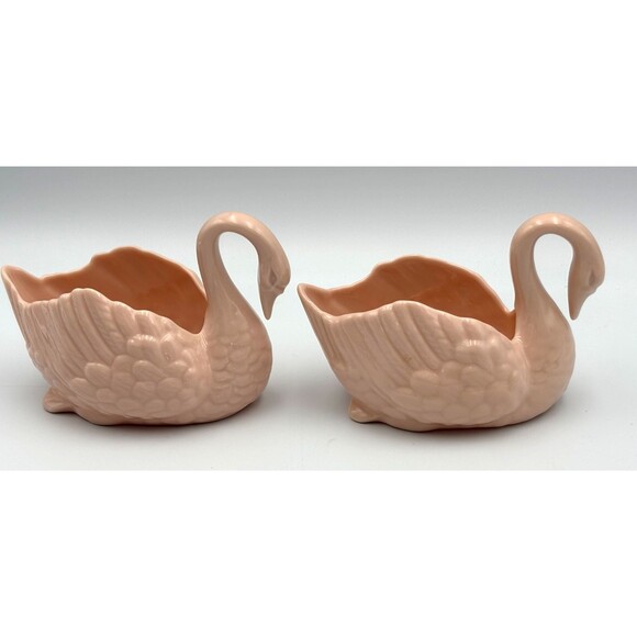 2 Lenox Pink Porcelain Swan Trinket Ring Dish 4.5" x 3" Vintage 1970's Set MCM - Picture 6 of 11